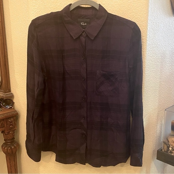 RAILS Women Purple Black Plaid Buttoned Long Sleeve Top Size Medium - Picture 1 of 6